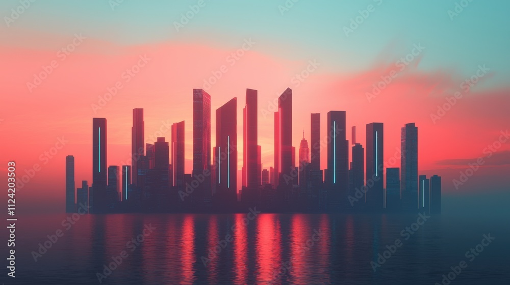 5G technology and expansion, A vibrant city skyline at sunset, reflecting in water with colorful hues of pink and blue, creating a serene yet dynamic atmosphere. 5G technology and expansion, A vibrant city skyline at sunset, reflecting in water with colorful hues of pink and blue, creating a serene yet dynamic atmosphere.