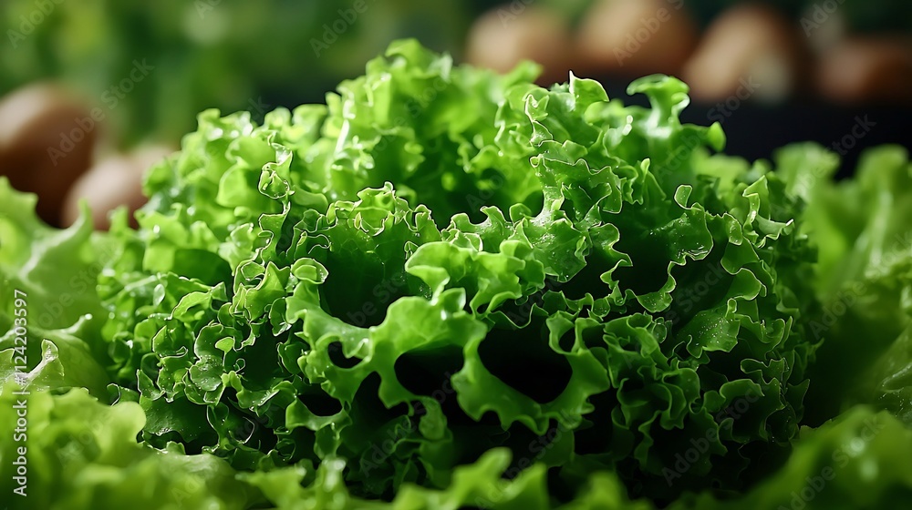 Lettuce Sustainability Garnish, Lush Green Lettuce Garnish for a Gourmet Sustainable Meal on Natural Hued Plate Lettuce Sustainability Garnish, Lush Green Lettuce Garnish for a Gourmet Sustainable Meal on Natural Hued Plate