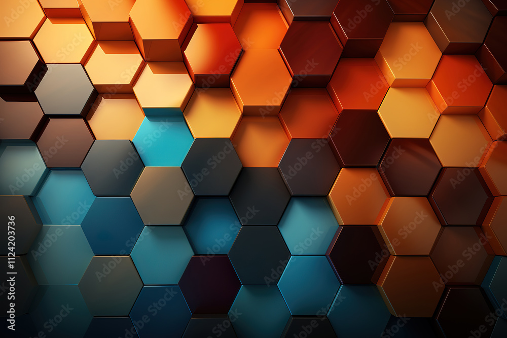 Abstract geometric scene showcasing hexagons in an immersive ultra-wide format