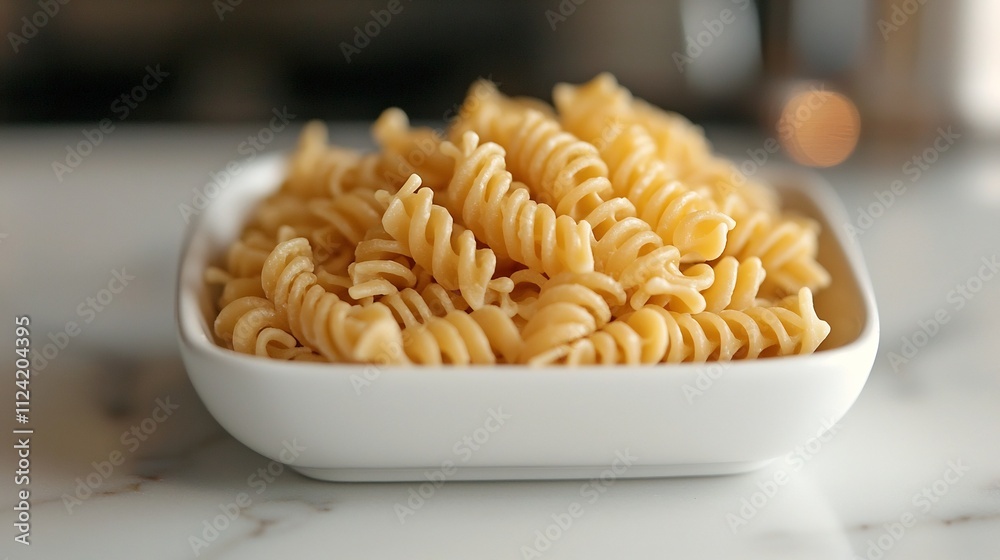 Plain Easy Authentic, Single-Serving Plain Pasta Portion on Small White Dish with Precise Styling Plain Easy Authentic, Single-Serving Plain Pasta Portion on Small White Dish with Precise Styling