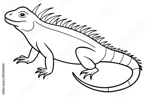 Line art of an iguana. Vector illustration 