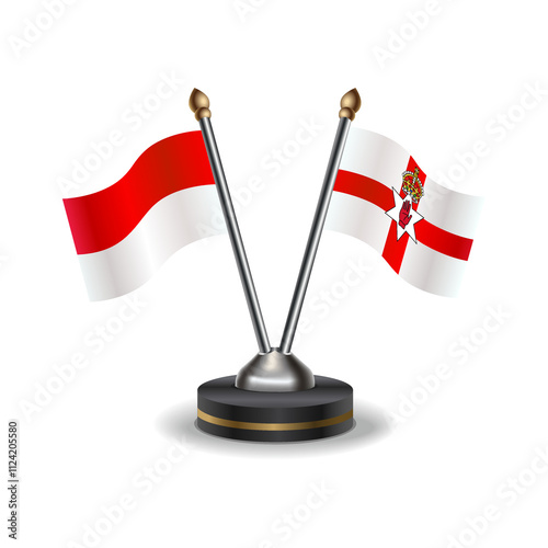 Indonesia and Northern Ireland table flags relation with background transparent photo