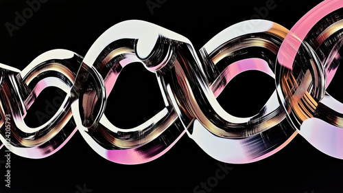 Abstract digital art featuring intertwined shapes in vibrant colors, showcasing modern design aesthetic. flowing lines create sense of movement and depth