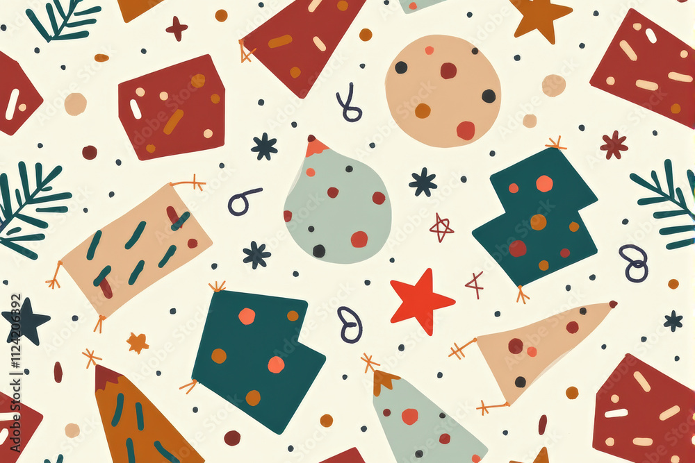 A vibrant Christmas pattern featuring brightly wrapped presents, decorative bows, and holiday tags, creating a festive and celebratory vibe.. A vibrant Christmas pattern featuring brightly wrapped presents, decorative bows, and holiday tags, creating a festive and celebratory vibe..