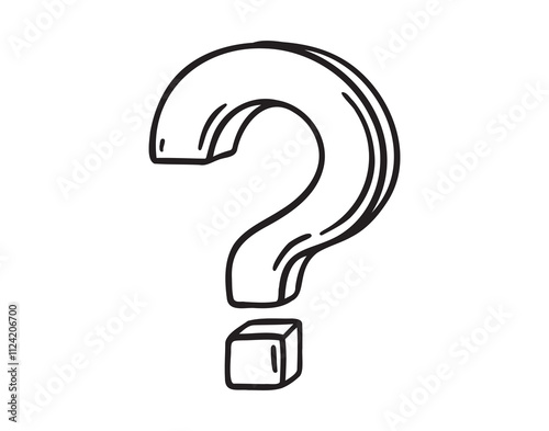 question mark, symbol of thoughts, a sketch by hand in a vector format