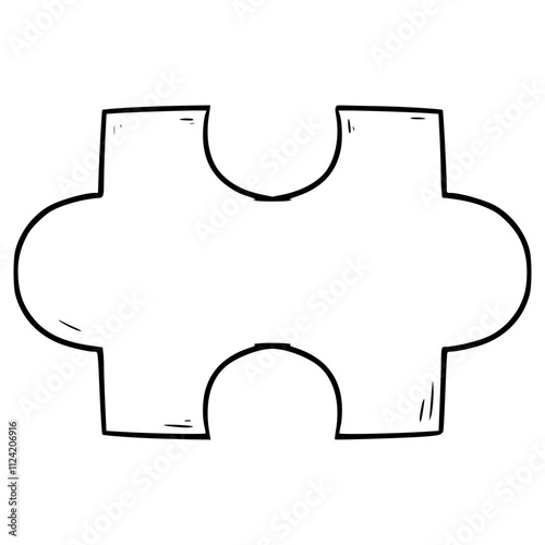 jigsaw puzzle piece illustration hand drawn outline vector