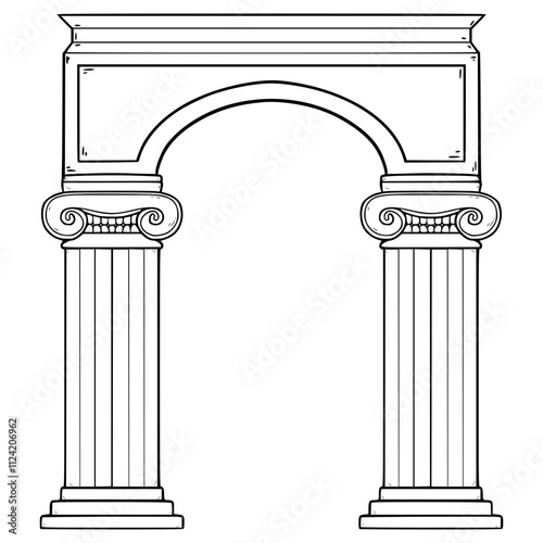 arch columns illustration hand drawn outline vector