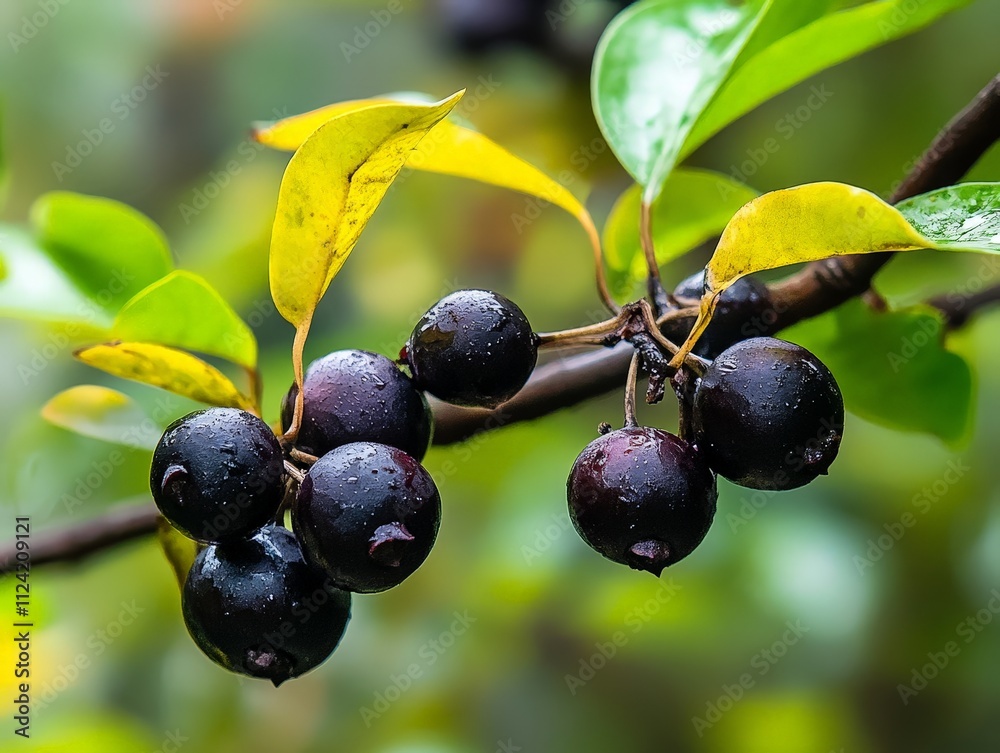 A close-up of wild fruits still on the branch, ready for foraging A close-up of wild fruits still on the branch, ready for foraging