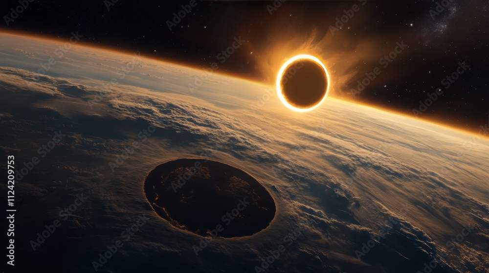 Obraz premium Ultra detailed, photorealistic depiction of Earth from space with a view of the Yucatan Peninsula