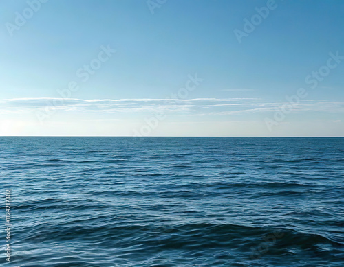 seascape background. sea and sky meet on the horizon. delicate blue color