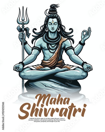 Happy maha shivratri and Subh shivratri with lord shiva social media post banner template