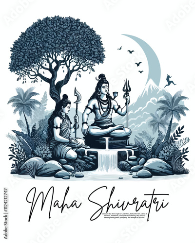 Happy maha shivratri and Subh shivratri with lord shiva social media post banner template