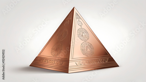 A pyramid-shaped copper vastu tool, known for channeling positive energy, isolated on a plain white background.