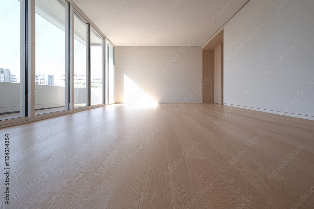 Modern empty room with natural light and large windows in a contemporary building Modern empty room with natural light and large windows in a contemporary building