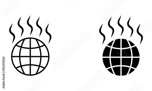 globe with steam smoke, illustration of heat temperature of earth, global warming and climate change icon vector