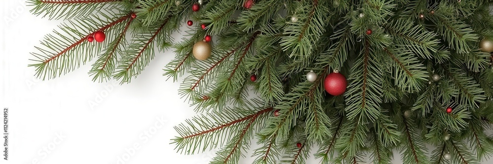Christmas tree branches forming a lush green background, texture, season, holiday