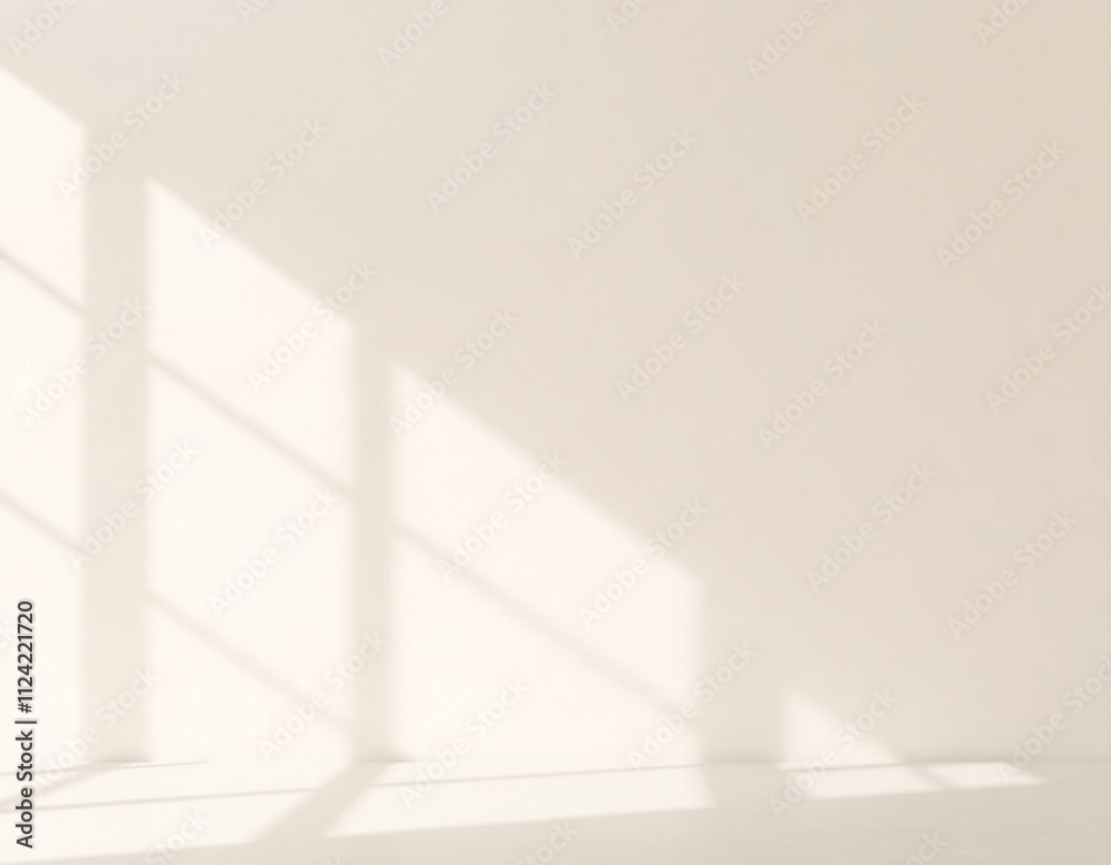 Sunlit room with clean white walls and soft shadows, ideal for minimalist interiors and modern design Sunlit room with clean white walls and soft shadows, ideal for minimalist interiors and modern design