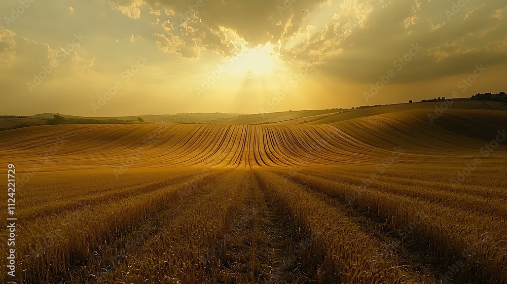 Golden Wheat Field Sunset Landscape Photography Golden Wheat Field Sunset Landscape Photography