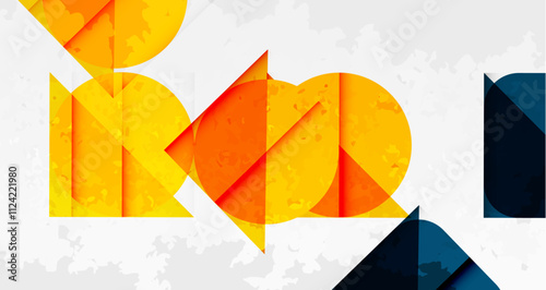 Squares, circles and triangles and grainy noisy texture. Vector Illustration For Wallpaper, Banner, Background, Card, Book Illustration, landing page