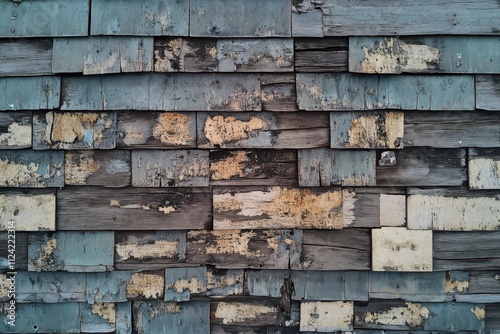 Aerial perspective of degraded wood siding and shingles from faulty flashing installation