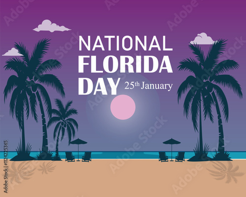 National Florida Day. 25 January. USA Holiday. Holiday concept, banner, poster, card. Background. Vector illustration.