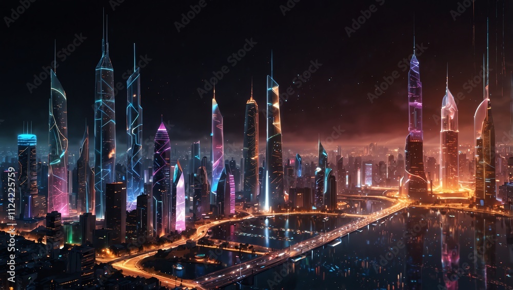 Fototapeta premium A futuristic city skyline
