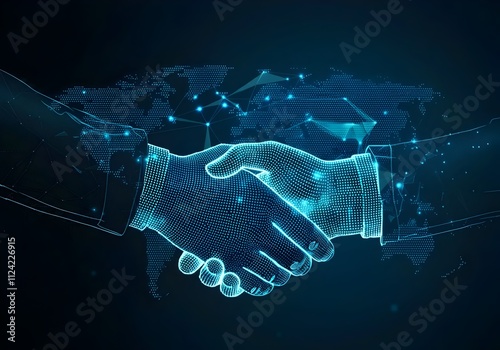 Technology, business partnerships, global networking, blockchain