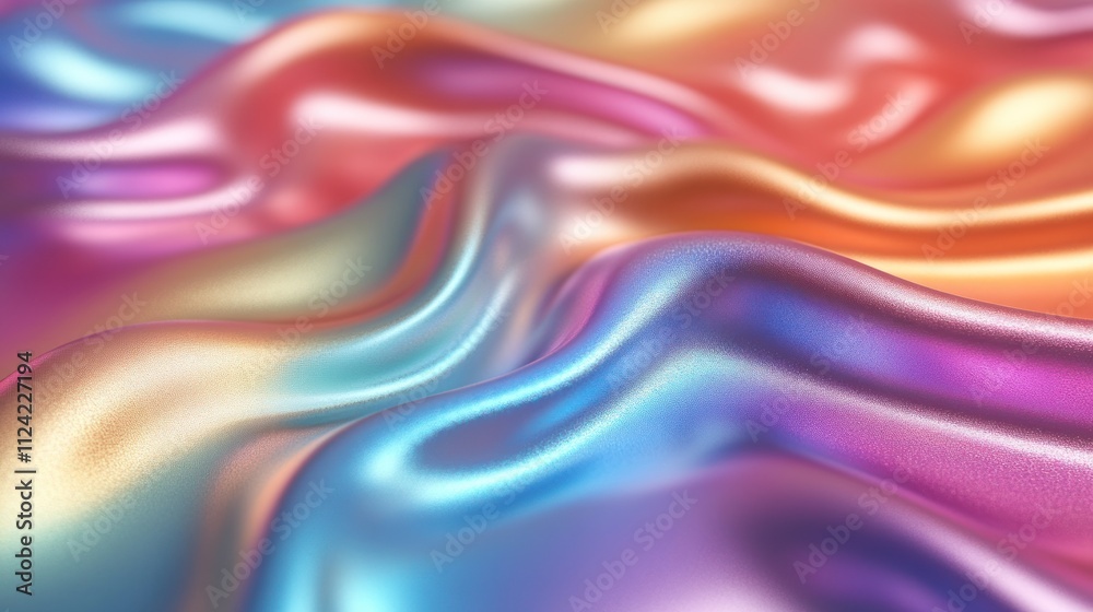 Obraz premium Colorful, shimmering fabric waves create a dynamic visual texture.