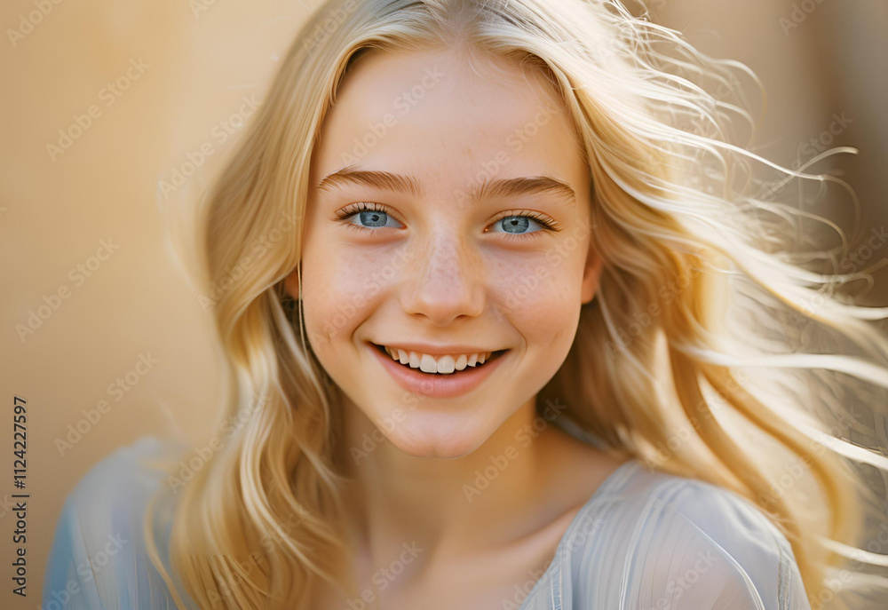 Fototapeta premium portrait of a smiling woman with long blond hair