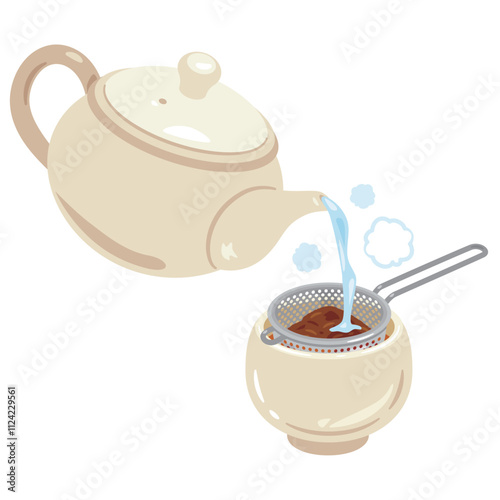 茶漉しを使って淹れられるお茶