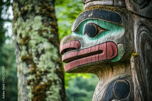 Carved wooden sculpture representing indigenous culture common among Northwest Coast tribes