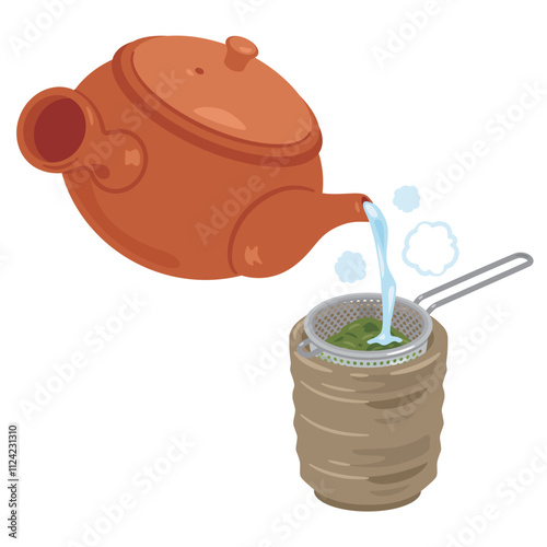 茶漉しを使って淹れられる緑茶