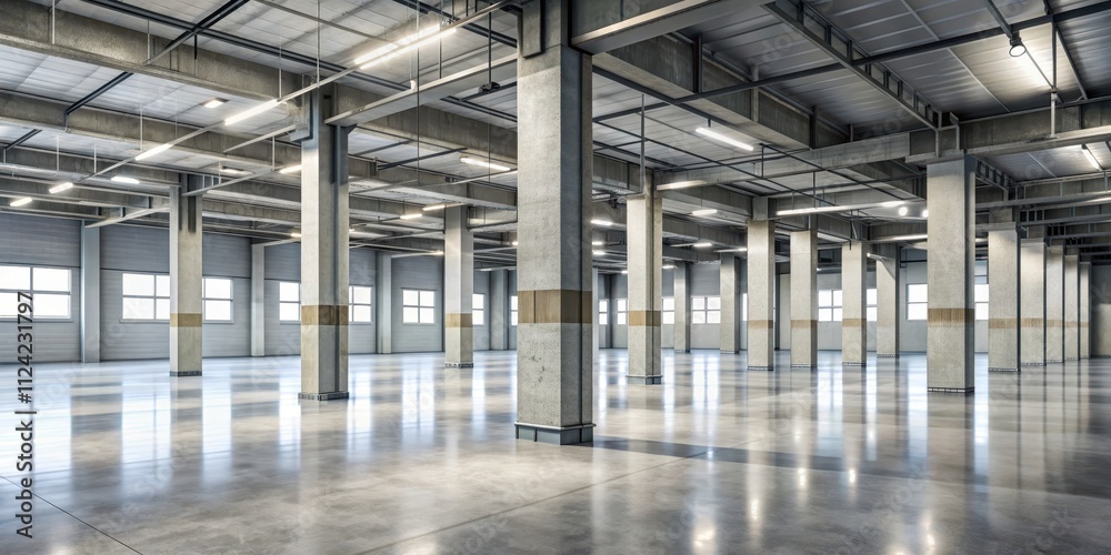Concrete columns in an indoor building, with an industrial background, Architecture, details, concrete, columns Concrete columns in an indoor building, with an industrial background, Architecture, details, concrete, columns