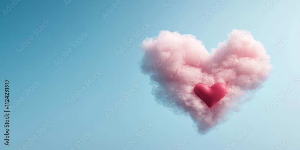 Romantic Heart Shape Cloud with Soft Pink and Blue Background Romantic Heart Shape Cloud with Soft Pink and Blue Background