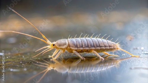 Creepy silverfish insect crawling on a surface , pest, bug, insect, silver, creepy, pest control, infestation photo