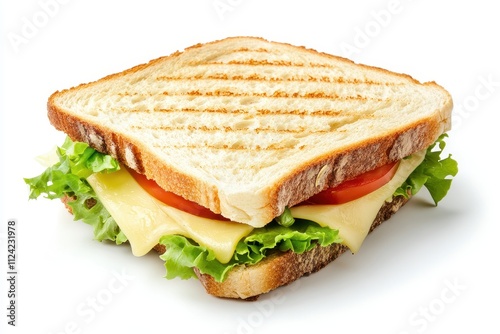 Cheese sandwich against a white backdrop
