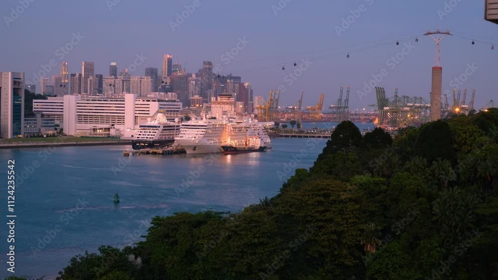 Beautiful Singapore harbour front sunset, the top view angle from Sentosa Island. Beautiful Singapore harbour front sunset, the top view angle from Sentosa Island.