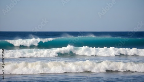 Clear Plain Shiny Warm Soft Vintage Bokeh Cloudy Wave Like Geometric Blue Background or Texture