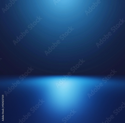 blue gradient background, studio room with light from the top, vector illustration, flat design, simple style, minimalism, high-resolution photography, blue light