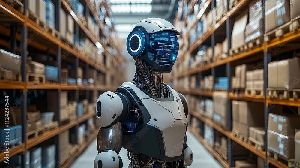 Advanced Robot in Modern Warehouse Facility Advanced Robot in Modern Warehouse Facility