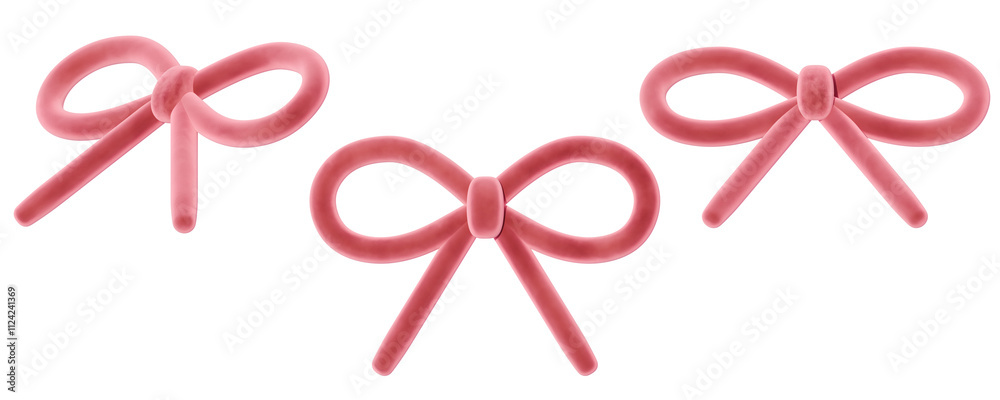 a collection of 3d cute rosepink ribbons or bows on an isolated background, fun-loving bow design emlements a collection of 3d cute rosepink ribbons or bows on an isolated background, fun-loving bow design emlements