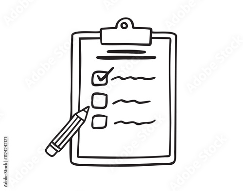 task to do list pen clipboard. mission work duty project single isolated doodle hand drawn. Outline drawing to do list