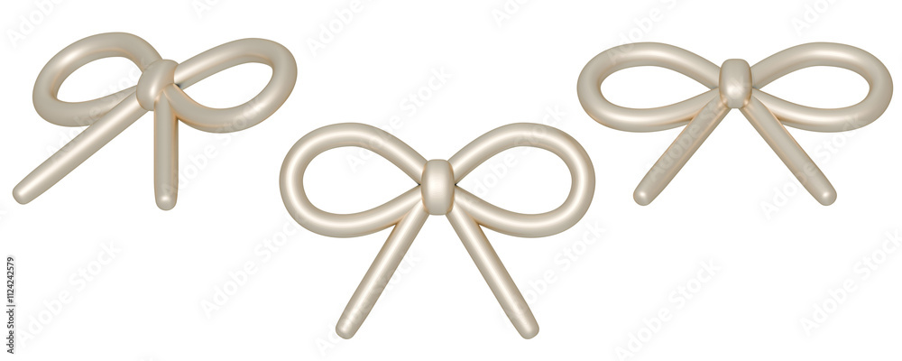 a collection of 3d cute gold ribbons or bows on an isolated background, fun-loving bow design emlements a collection of 3d cute gold ribbons or bows on an isolated background, fun-loving bow design emlements