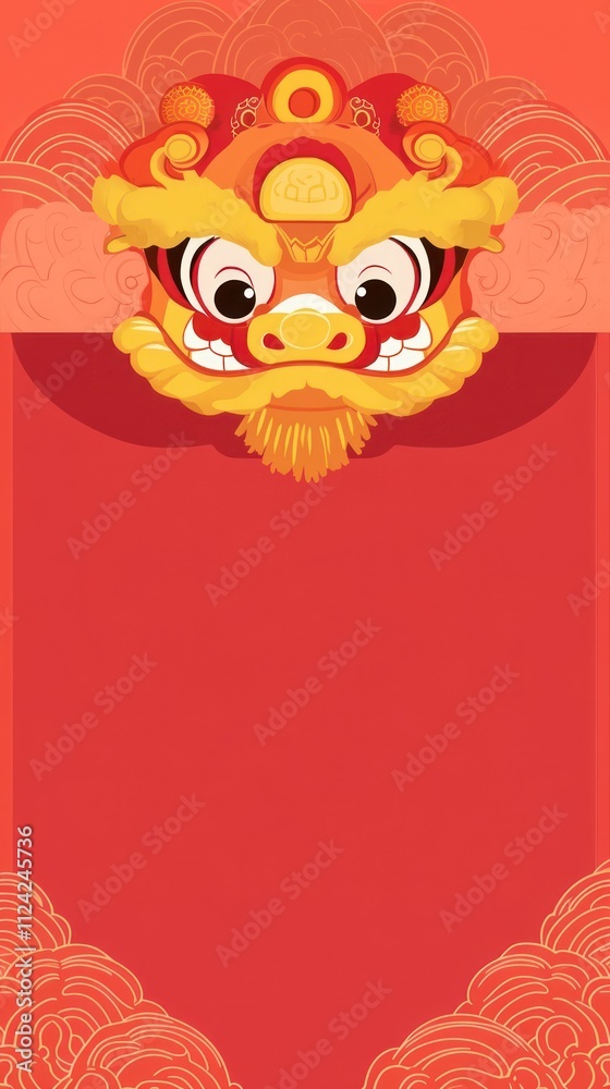 Fototapeta premium Red envelope illustration traditional background.
