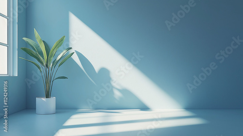 blue gradient background  studio room with light from the top  vector illustration  flat design  simple style  minimalism  high-resolution photography  blue light