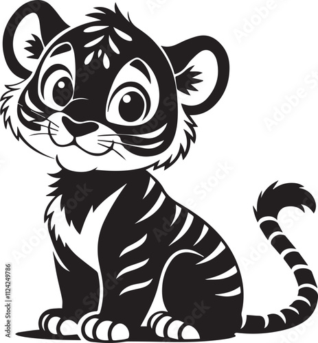 baby tiger silhouette vector