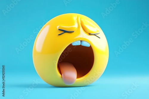 A yellow emoticon displays a tired yawning expression
