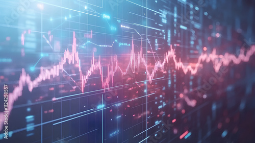 Financial chart with an upward arrow and data points on a white background, symbolizing market growth and financial trends