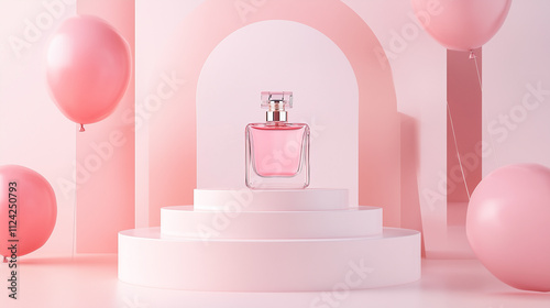 podium mockup in backdrop for perfume