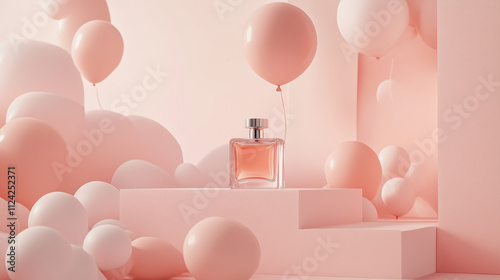 podium mockup in backdrop for perfume